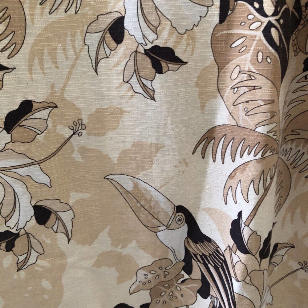 Bermuda Bay 100% Silk Floral Toucan Print Hawaiian Shirt Sz XL Brown Button Up - Picture 6 of 9